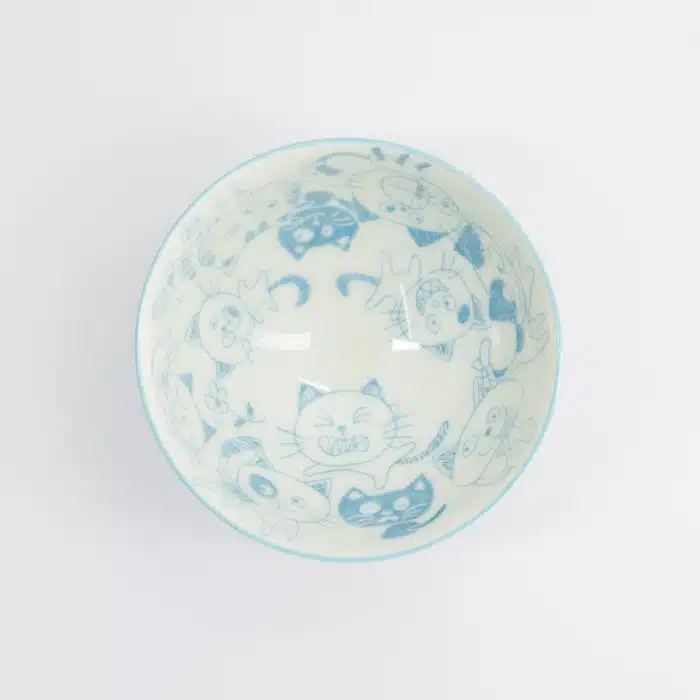 Tokyo Design Studio - Kawaii - Rice Bowl - 11.4x6.2cm - 300ml - Blue - Cat - Image 5