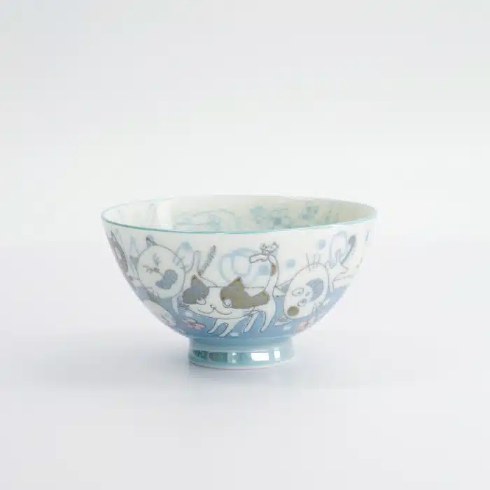 Tokyo Design Studio - Kawaii - Rice Bowl - 11.4x6.2cm - 300ml - Blue - Cat - Image 4
