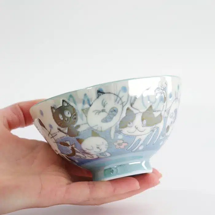 Tokyo Design Studio - Kawaii - Rice Bowl - 11.4x6.2cm - 300ml - Blue - Cat - Image 2