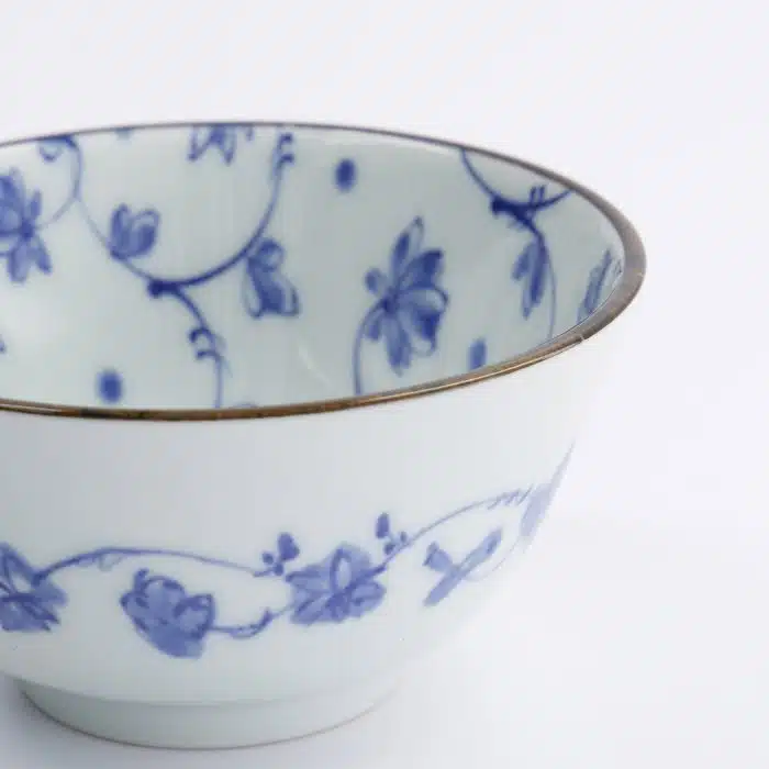 Tokyo Design Studio - Natsu Karakusa - Rice Bowl - Blue/White - 12x6.4cm - Image 4