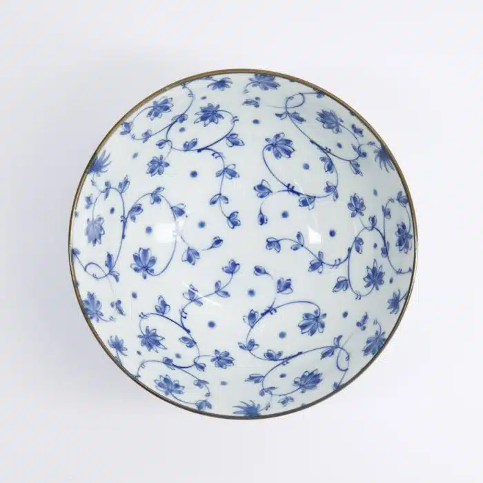 Tokyo Design Studio - Natsu - Karakusa - Bowl - Blue/White - 17.8x9.5cm - Image 2