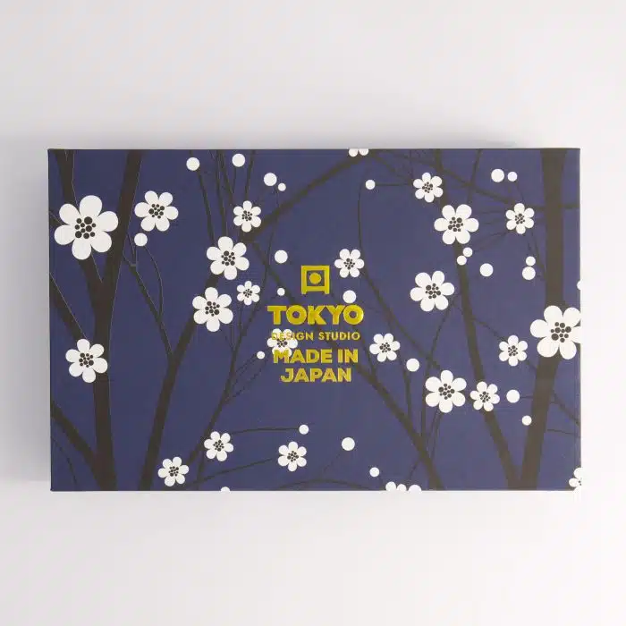 Tokyo Design Studio - Sakura - Navy Sushi Set - 2 Pieces with Chopsticks - 22.5x12.7cm & 8.6x3.6cm - Image 5