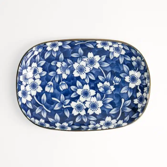 Tokyo Design Studio - Tokyo Blue Sakura Oval Plate - 18.7x13cm - Image 2