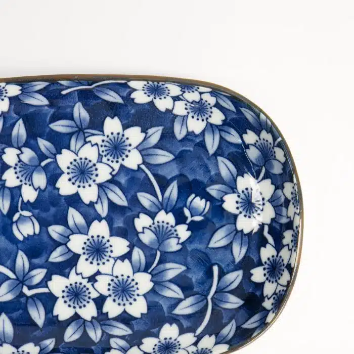 Tokyo Design Studio - Tokyo Blue Sakura Oval Plate - 18.7x13cm - Image 4
