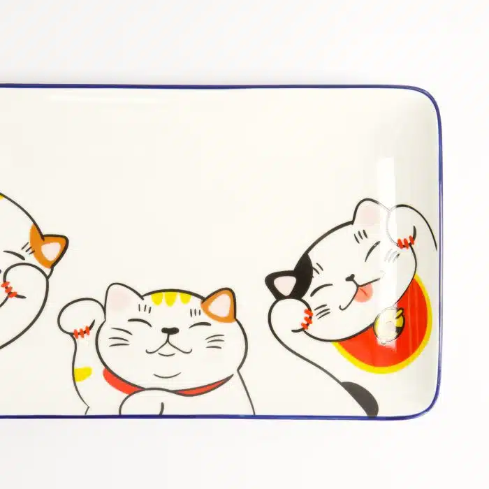 Tokyo Design Studio - Kawaii - Lucky Cat - Sushi Plate - 21x13.5cm - White - Image 3