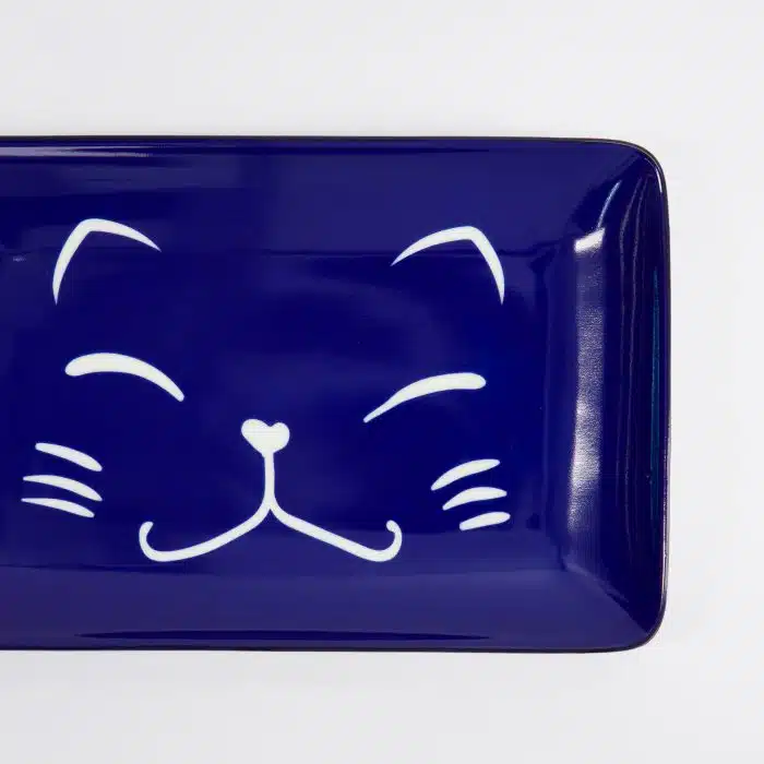 Tokyo Design Studio - Kawaii - Lucky Cat Sushi Plate - Blue - 21x13.5cm - Image 4