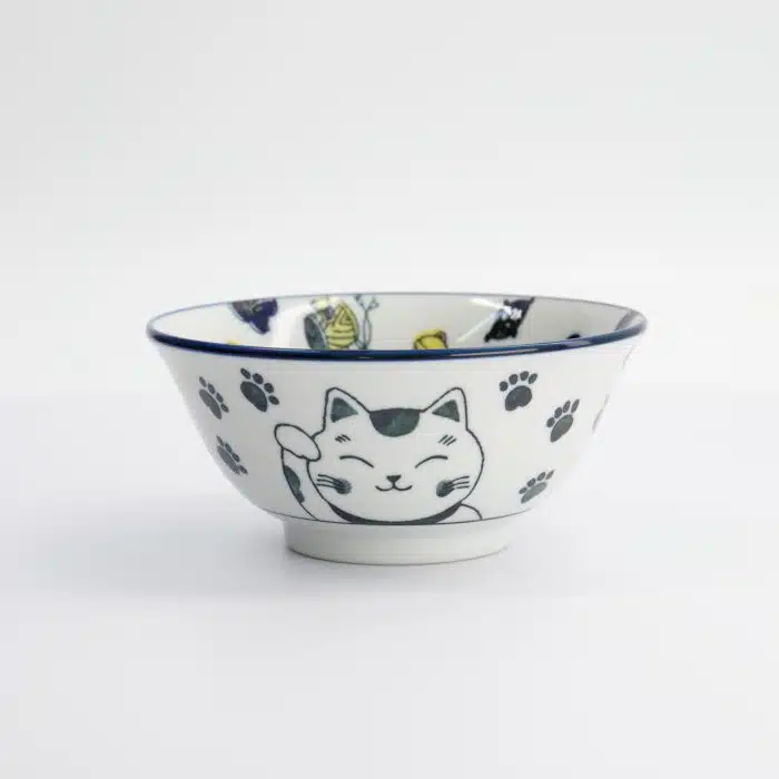 Tokyo Design Studio - Kawaii - Bowl - Cat Neko - Blue - 15x7cm - 500ml - Image 2