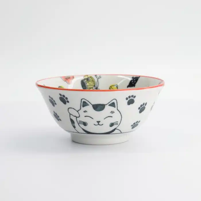 Tokyo Design Studio - Kawaii - Lucky Cat - Neko Bowl - Red - 15x7cm - 500ml - Image 3