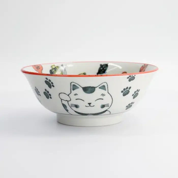 Tokyo Design Studio - Kawaii - Lucky Cat - Neko Ramen Bowl - Red - 20.8x8cm - 1000ml - Image 3
