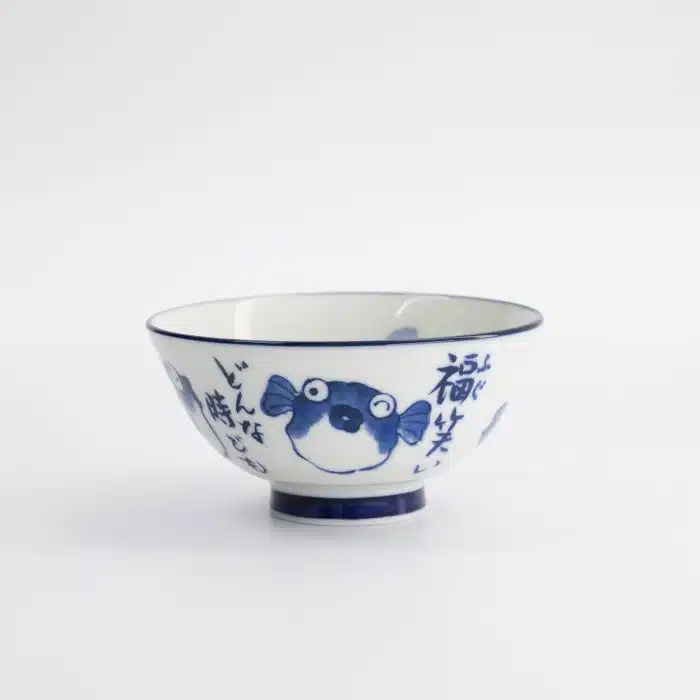 Tokyo Design Studio - Kawaii - Rice Bowl - 11.3x5.8cm - 300ml - Blowfish Bowl - Blue/White - Image 4