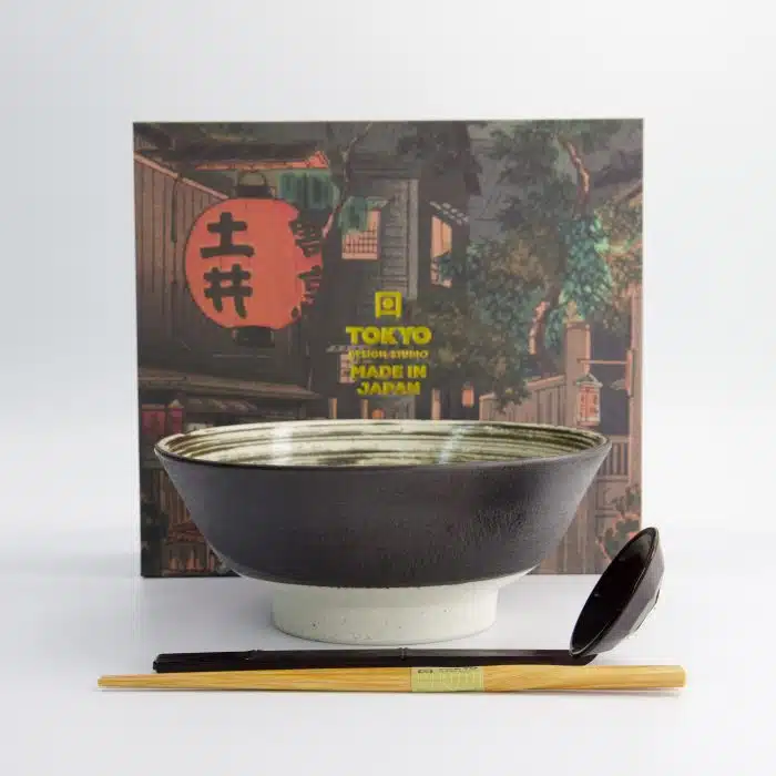 Tokyo Design Studio - Asashio - 3-Piece Ramen Gift Set - White/Brown Spoon - 21x9 cm - 1300 ml - Image 3