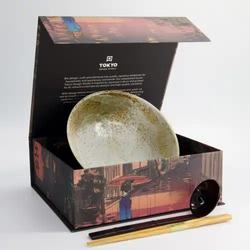 Tokyo Design Studio - Yukishino - 3-delige Ramen Cadeauset - Wit/Bruin - Lepel - 21,5x9cm - 1300ml
