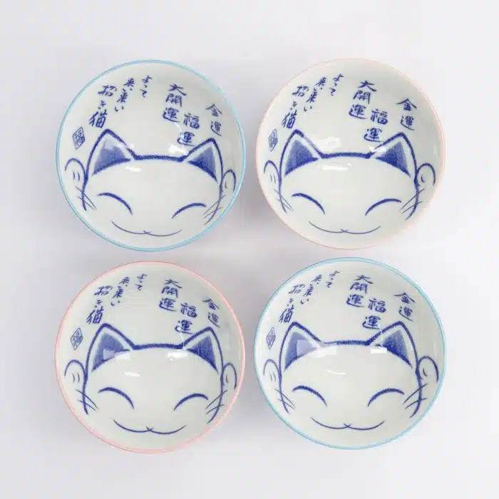 Kawaii Lucky Cat Blue/Pink Bowl Gift Set - 4 pcs - 11.3x5.8 cm - Image 7
