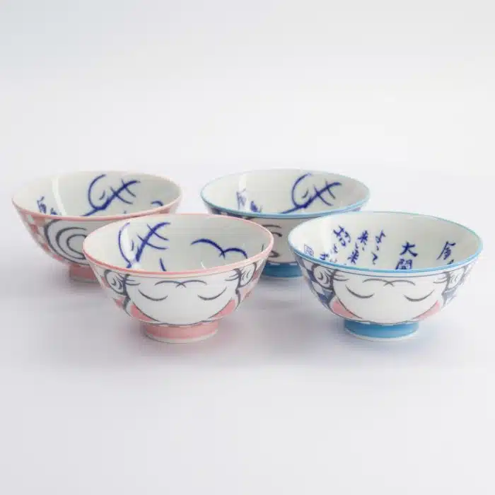 Kawaii Lucky Cat Blue/Pink Bowl Gift Set - 4 pcs - 11.3x5.8 cm - Image 6