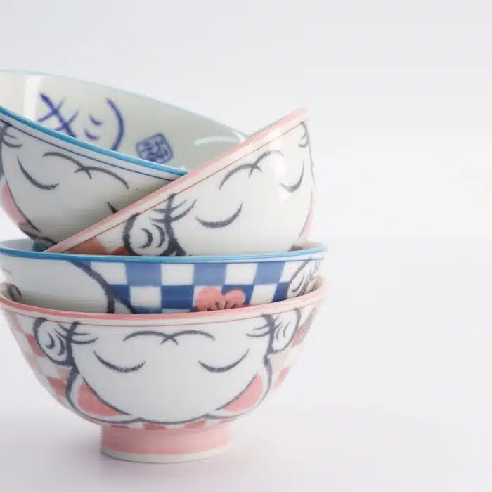 Kawaii Lucky Cat Blue/Pink Bowl Gift Set - 4 pcs - 11.3x5.8 cm - Image 5
