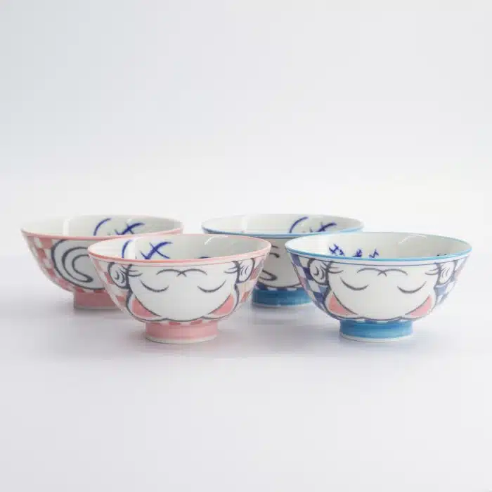 Kawaii Lucky Cat Blue/Pink Bowl Gift Set - 4 pcs - 11.3x5.8 cm - Image 4