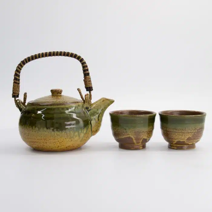 Tokyo Design Studio - Oribe Green/Brown Tea Set - 0.8L - 2 Cups of 180ml - Image 2