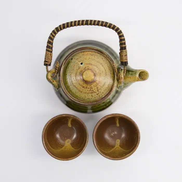 Tokyo Design Studio - Oribe Green/Brown Tea Set - 0.8L - 2 Cups of 180ml - Image 3