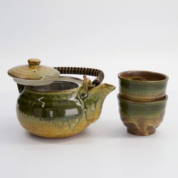 Tokyo Design Studio - Oribe Green/Brown Tea Set - 0.8L - 2 Cups of 180ml - Image 5