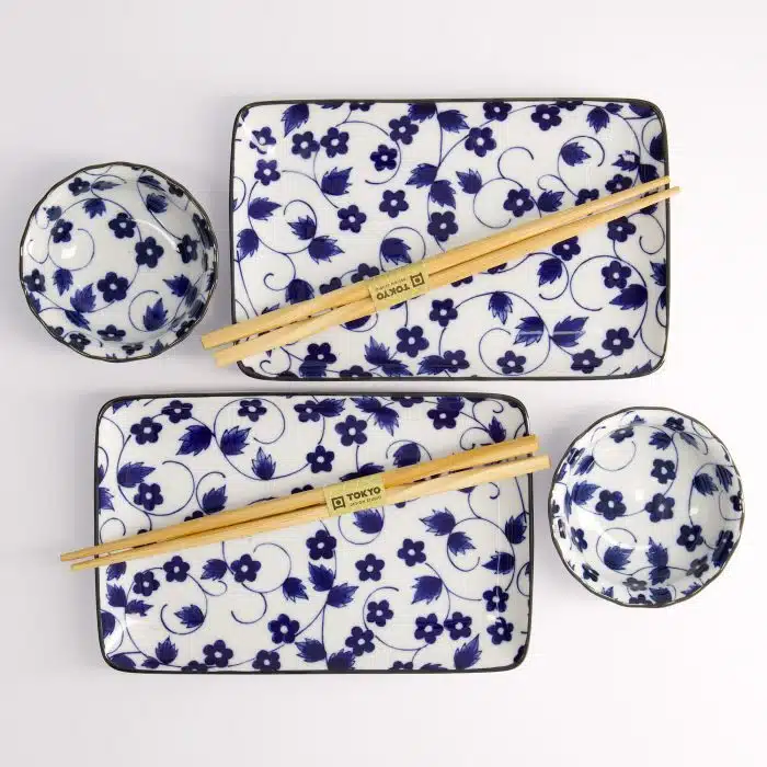 Sushi Gift Set Shin Kar - 4pcs with Chopsticks - 20.4x13cm & 9x3.5cm - Image 4