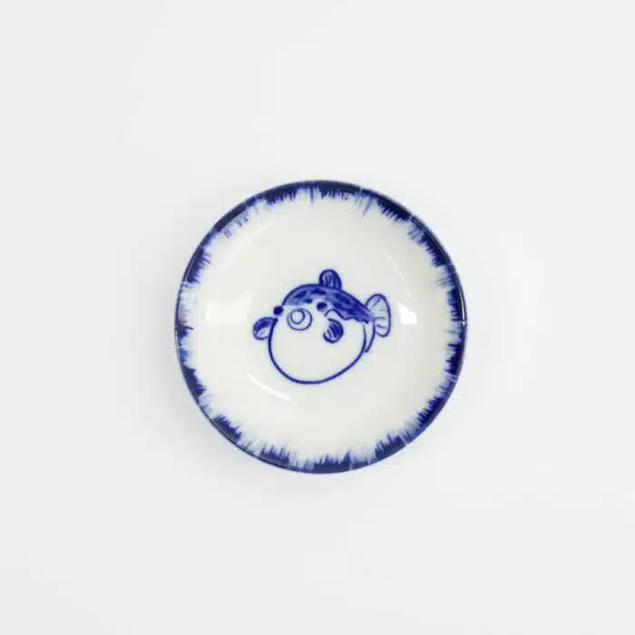 Tokyo Design Studio - Sauce Dish Puffer Fish - Blue/White - 9x2cm - Image 2
