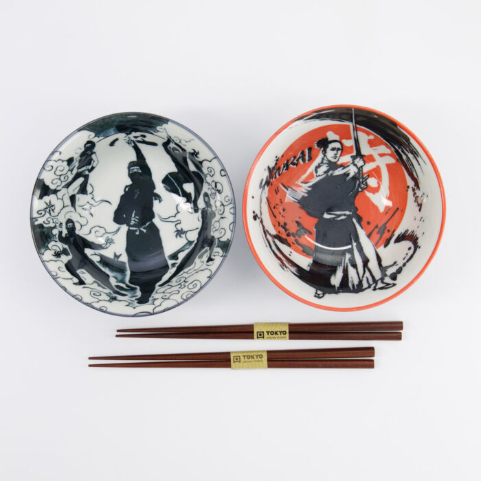 Tokyo Design Studio - Asakusa - Noodle Bowls Set A (Samurai/Ninja) - 2 Persons - 14.8x7cm - 550ml - Image 3