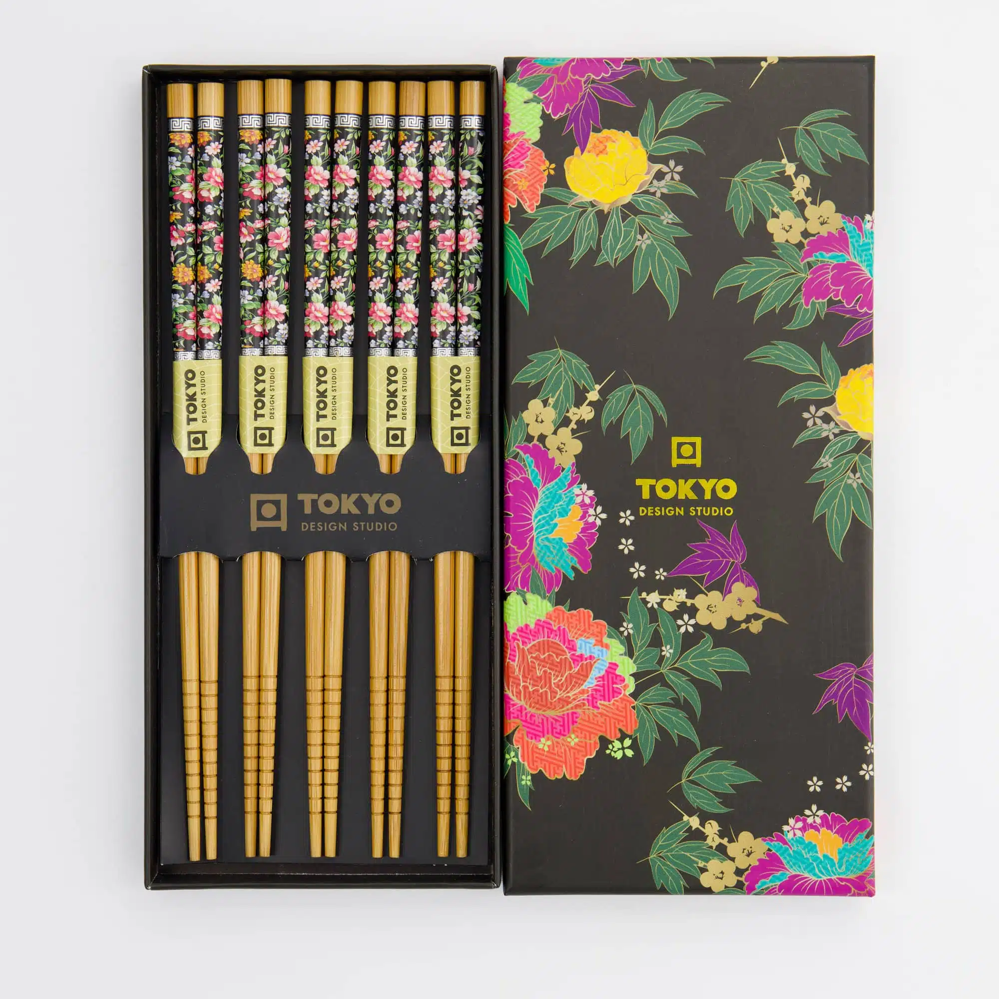 Tokyo Design Studio – Chopstick Gift Set – 5 Pairs – Flower Design - Image 2
