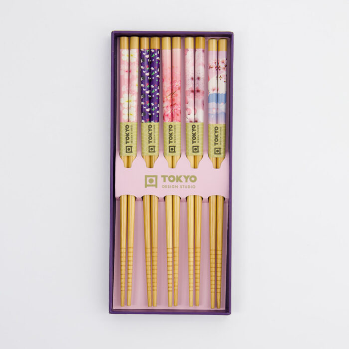 Tokyo Design Studio – Chopstick Gift Set – 5 Pairs – Pink Sakura - Image 3
