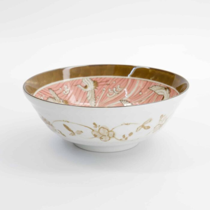 Tokyo Design Studio - Kraanvogel Ramen Kom - Roze - 1000ml - 21x7.8cm