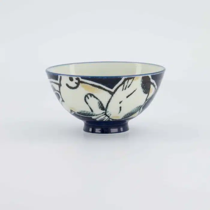 Tokyo Design Studio - Kawaii Rice Bowl - Sleeping Cat - Blue - 11.5x6cm - Image 3
