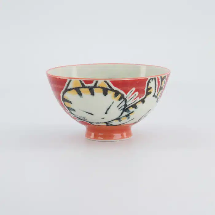 Tokyo Design Studio - Kawaii Rice Bowl - Sleeping Cat - Red - 11.5x6cm - Image 2