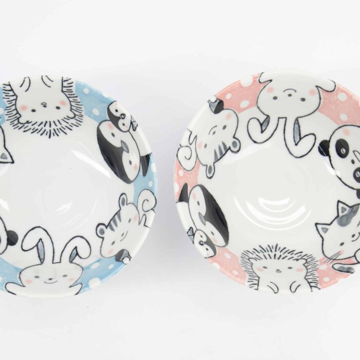 Tokyo Design Studio - Kawaii - Animals - Tayo Bowl Gift Set - 2pcs with Chopsticks - 15.2x6.7cm - 500ml - Blue/Pink - Image 5
