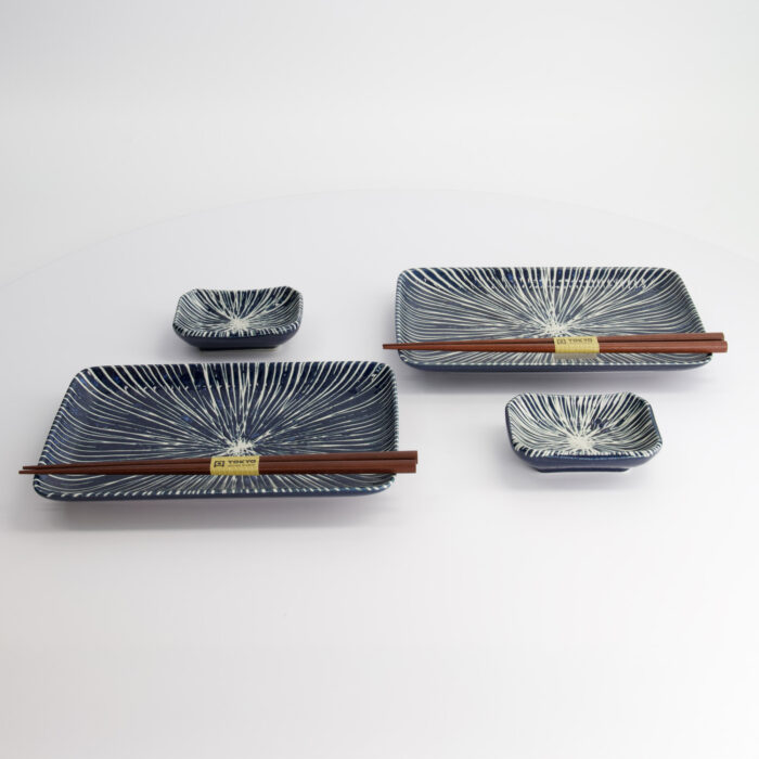 Tokyo Design Studio - Blue Tokusa - Sushi Gift Set - 2 Persons - 20.8x13.3x2.5cm & 8.8x6.3x2.5cm - Image 4