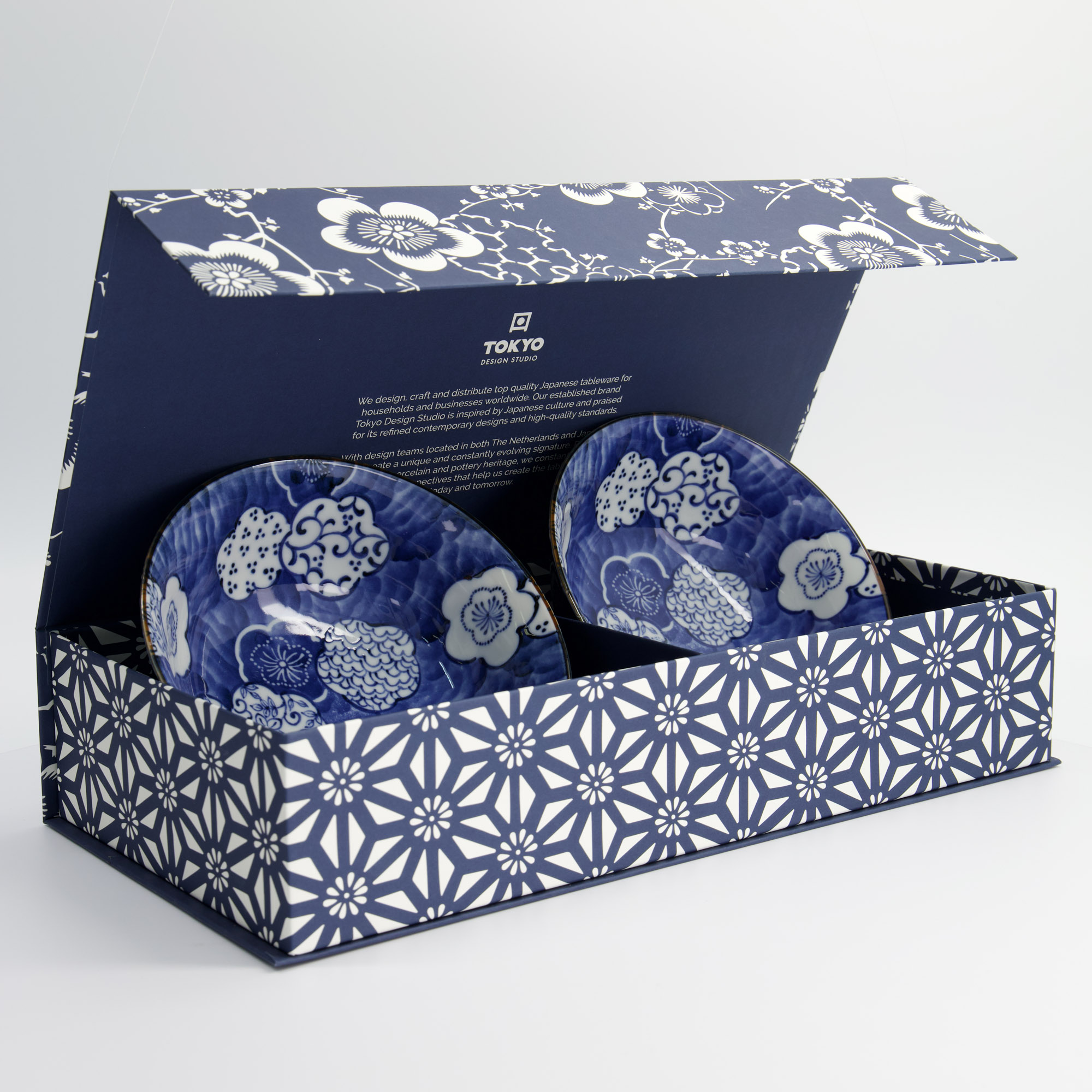 Tokyo Design Studio – Ramen Bowl Set – Blue – 2pcs – Gift Box – 19x7.5cm – 1100ml - Image 2