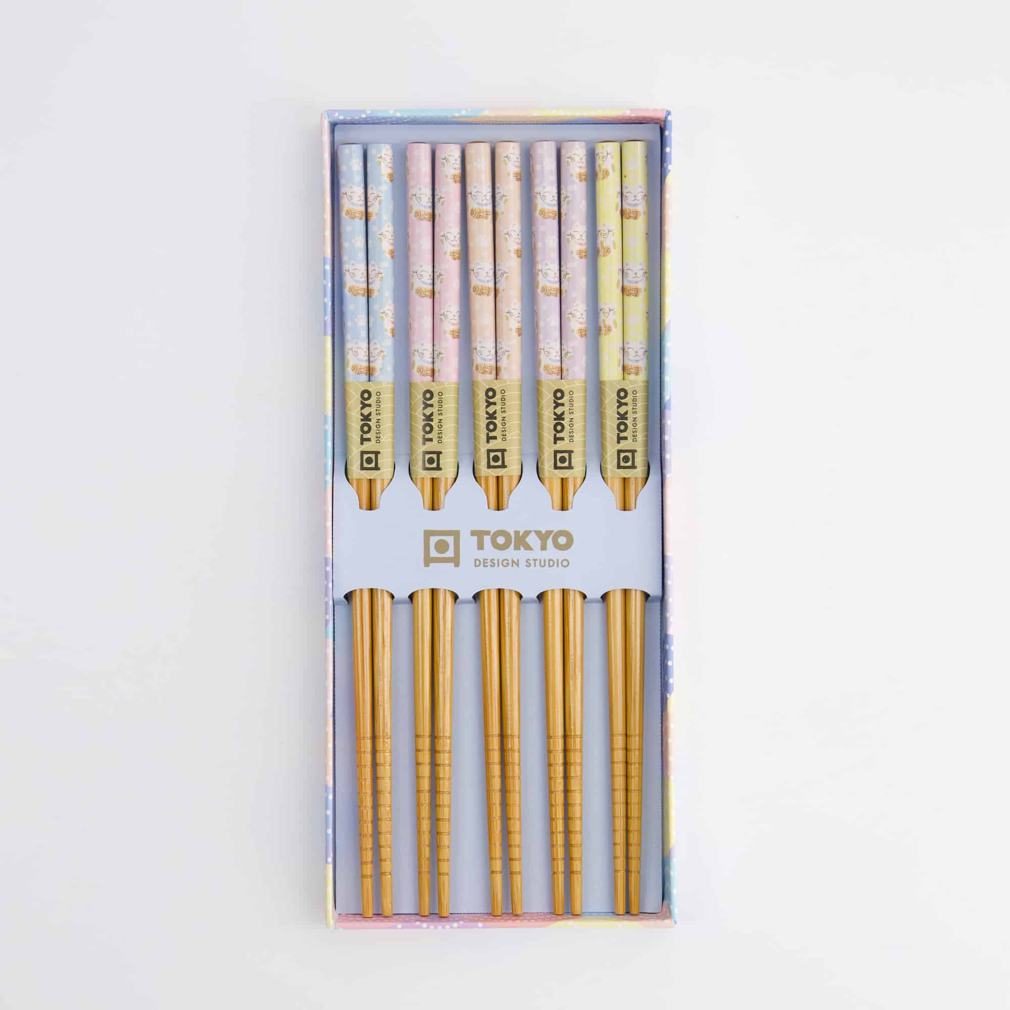 Tokyo Design Studio – Chopsticks Gift Set – Set of Five – Lucky Cat – Blue - Image 4