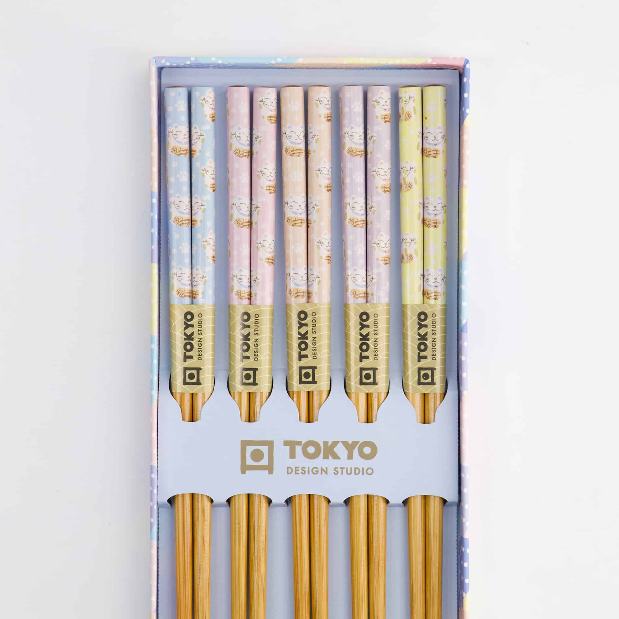 Tokyo Design Studio – Chopsticks Gift Set – Set of Five – Lucky Cat – Blue - Image 3
