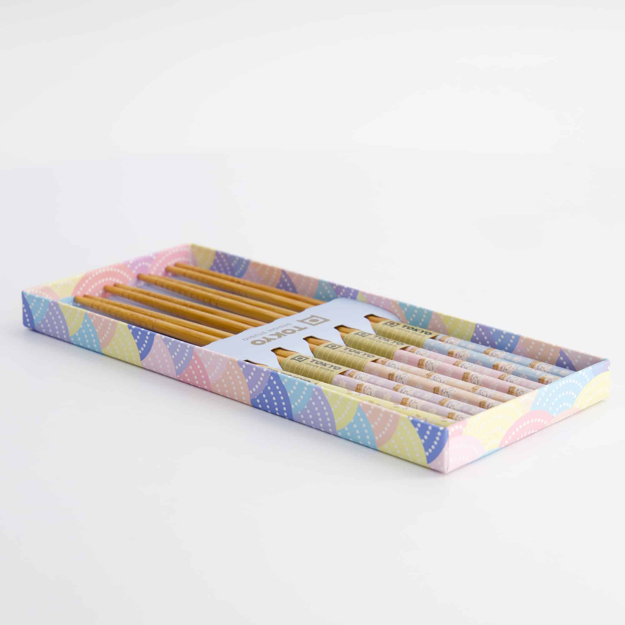Tokyo Design Studio – Chopsticks Gift Set – Set of Five – Lucky Cat – Blue - Image 2