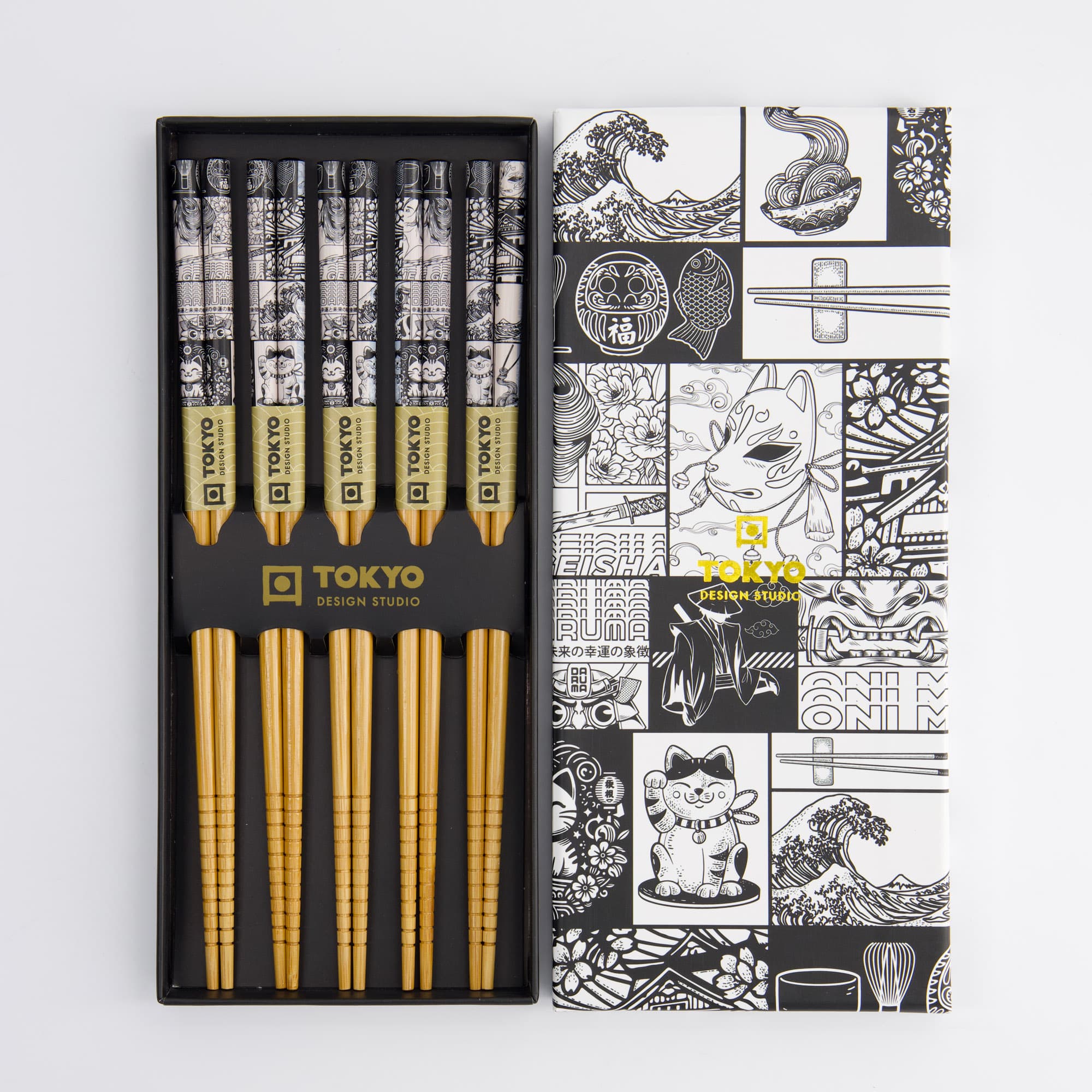 Tokyo Design Studio – Chopsticks Gift Set – Set of Five – Tokyo Fan - Image 2