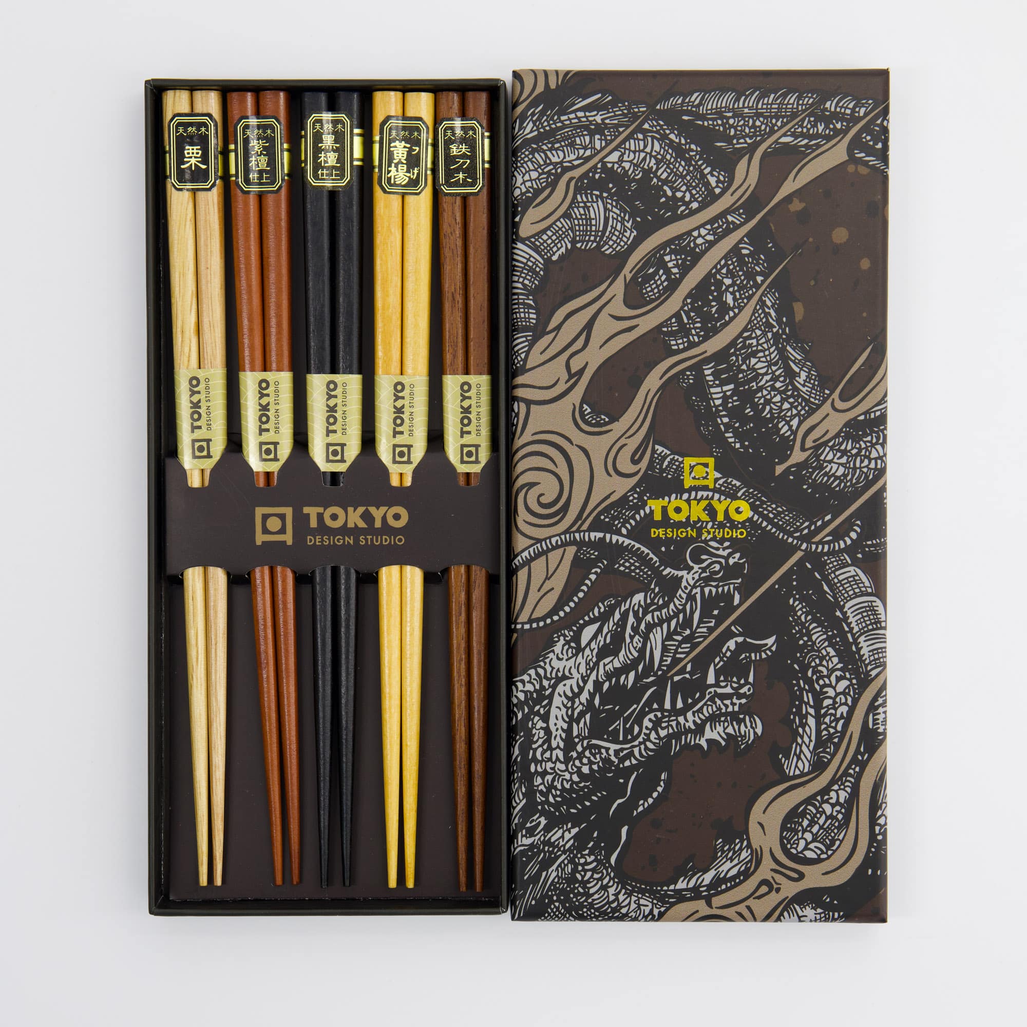 Tokyo Design Studio – Chopsticks Gift Set – Set of Five – Silver Dragon - Image 2