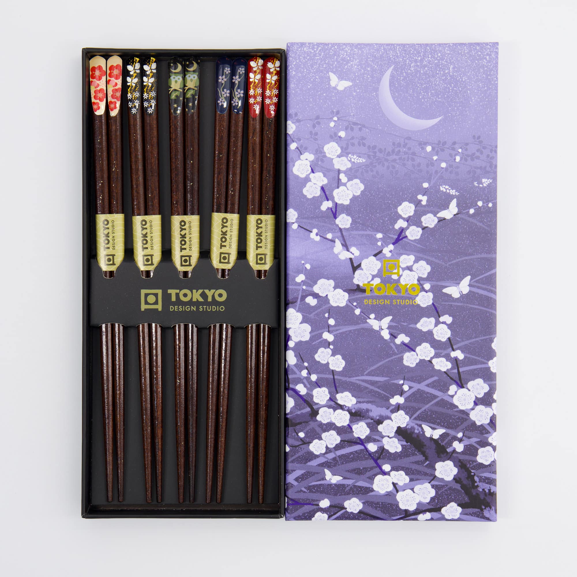 Tokyo Design Studio – Chopsticks Gift Set – Set of Five – Night Sakura - Image 2