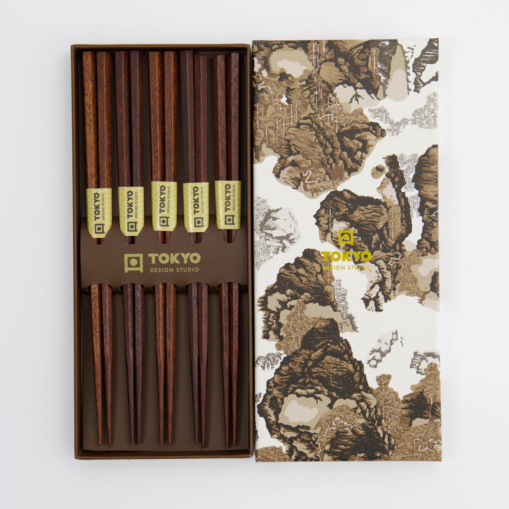 Tokyo Design Studio - Chopstick Giftset - Dark Brown - Five-Piece - Image 2