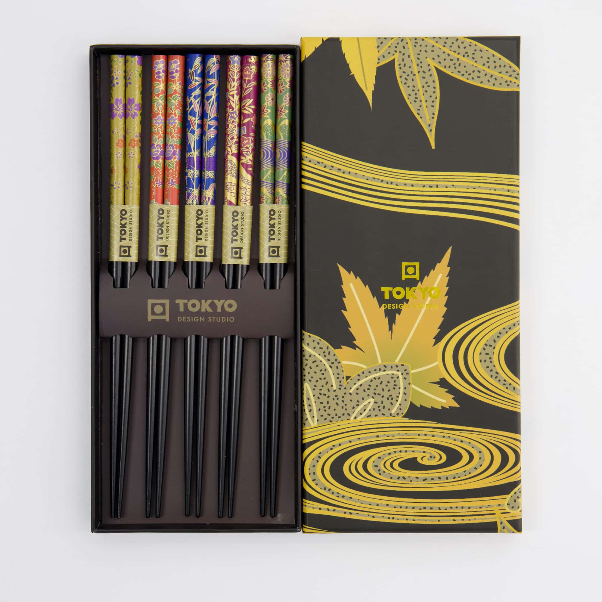 Tokyo Design Studio – Chopsticks Gift Set – Set of Five – Golden Leaf - Image 2