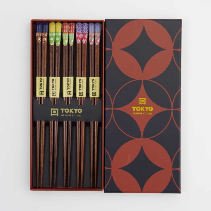 Tokyo Design Studio – Chopsticks Gift Set – Set of Five – Red Black - Image 2