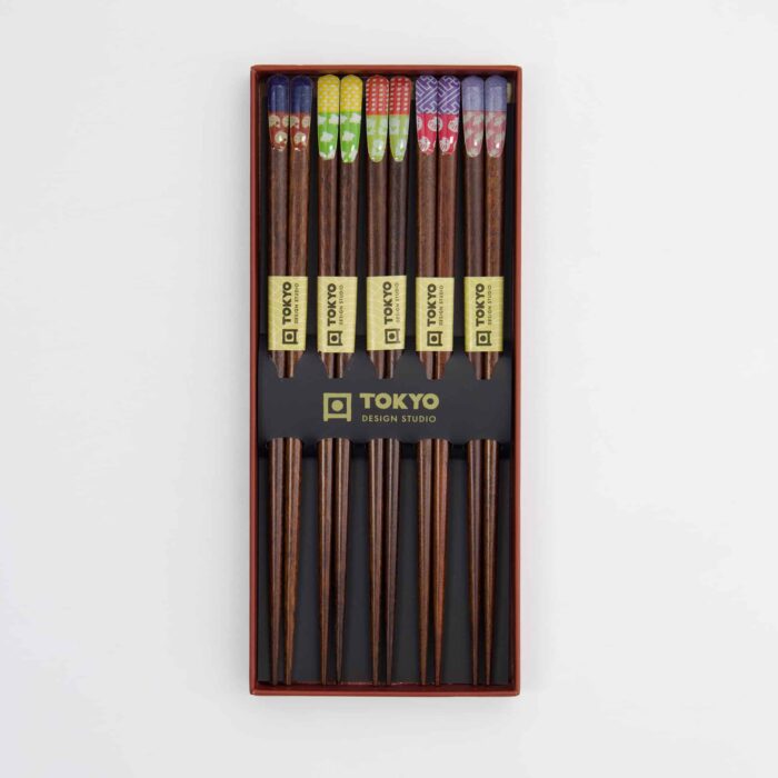 Tokyo Design Studio – Chopsticks Gift Set – Set of Five – Red Black - Image 3