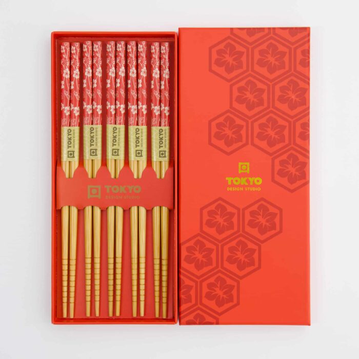 Tokyo Design Studio – Chopsticks Gift Set – Set of Five – Red Leaf - Image 2