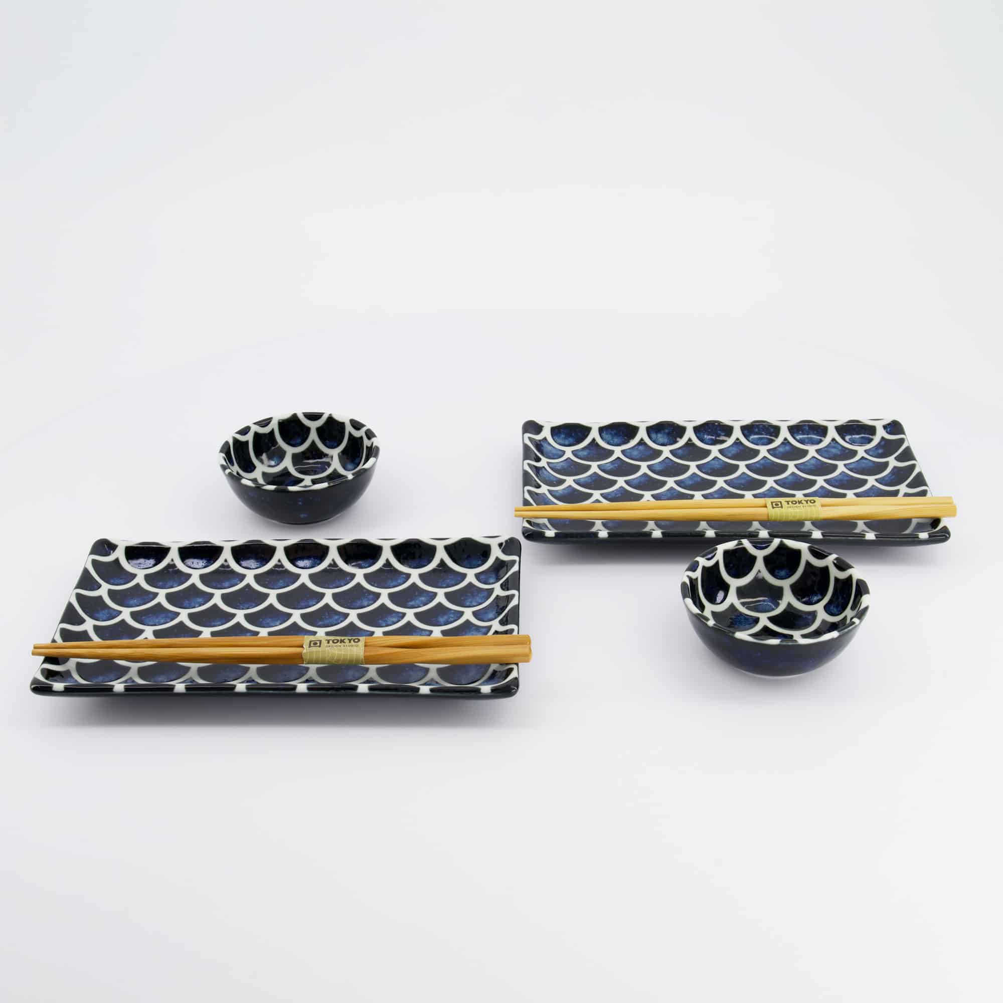 Tokyo Design Studio – Cobalt Blue – Mermaid – Sushi Gift Set – 6pcs – 22x13x2 cm & 8.5x3.4 cm - Image 3
