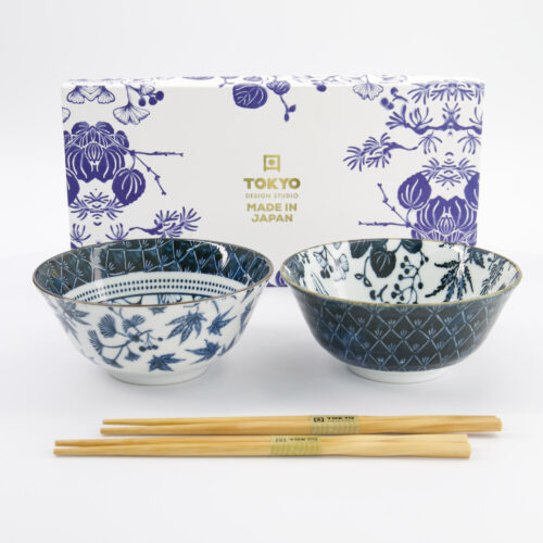 Tokyo Design Studio - Flora Japonica - Tayo Geschenkset 2-delig met eetstokjes - 15,2x6,7 cm - Kraanvogel & Ginkgo
