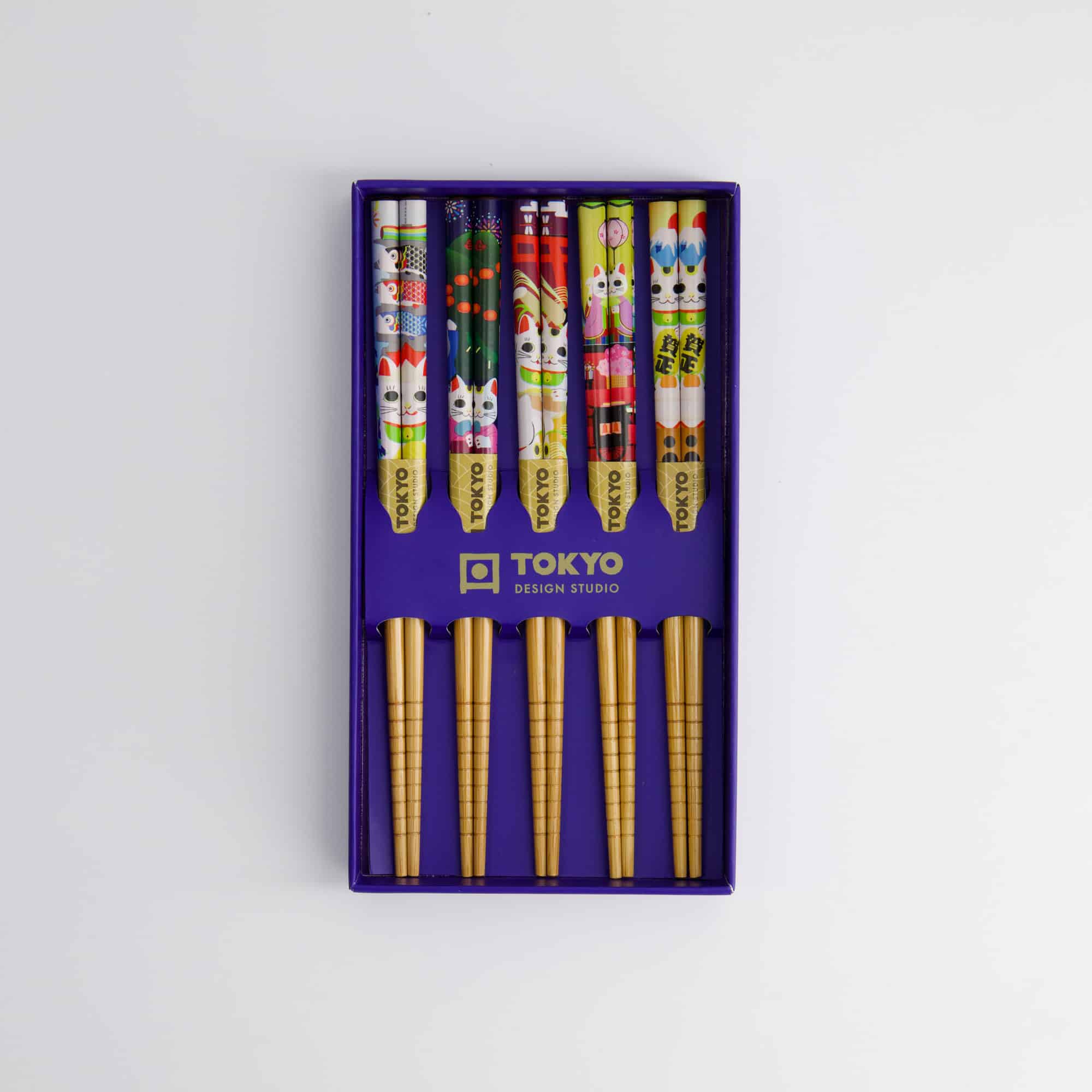 Tokyo Design Studio - Children Chopstick Giftset/5 - Lucky Cats & Koinobori - Image 3