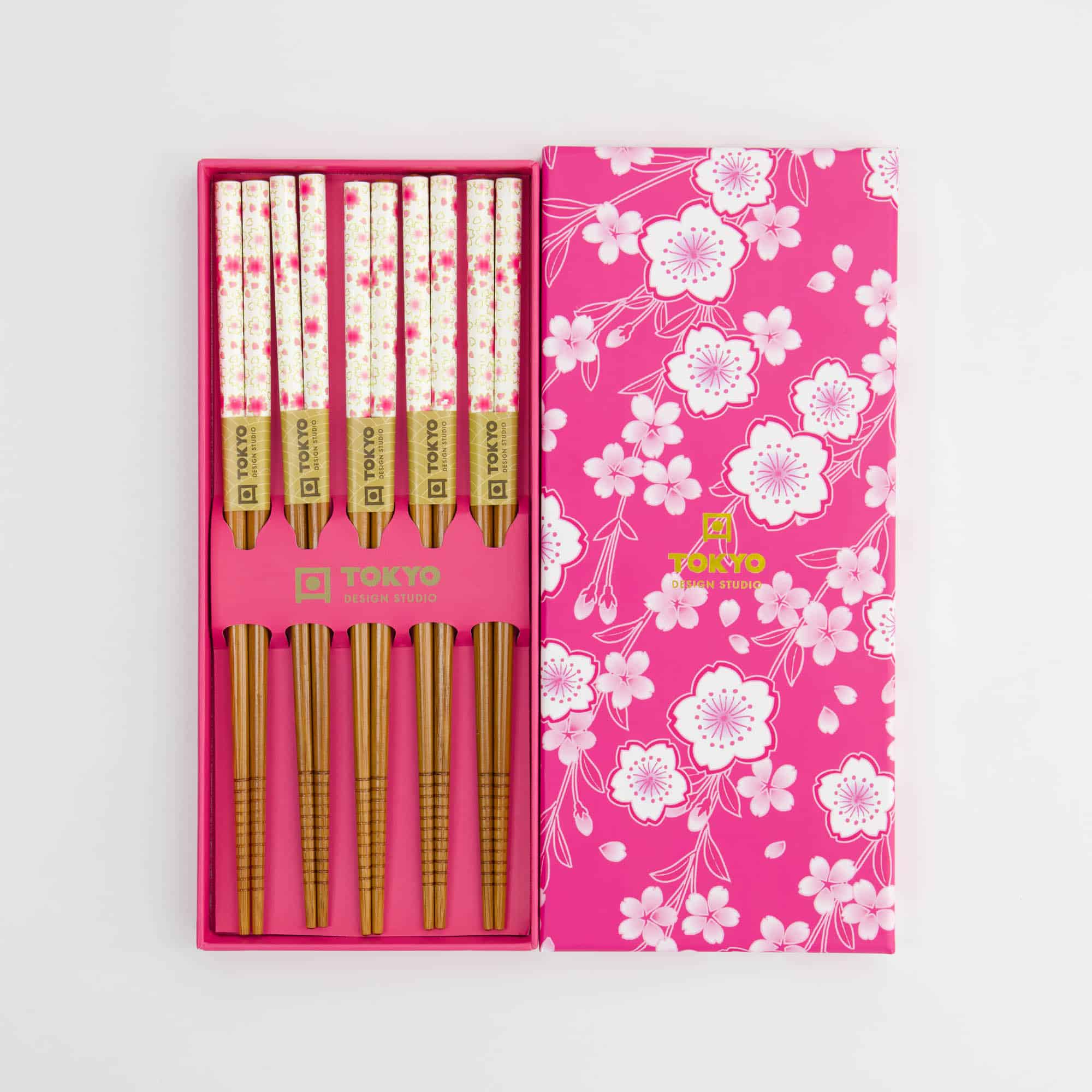Tokyo Design Studio – Chopsticks Gift Set – Set of Five – Pink Blossom - Image 2