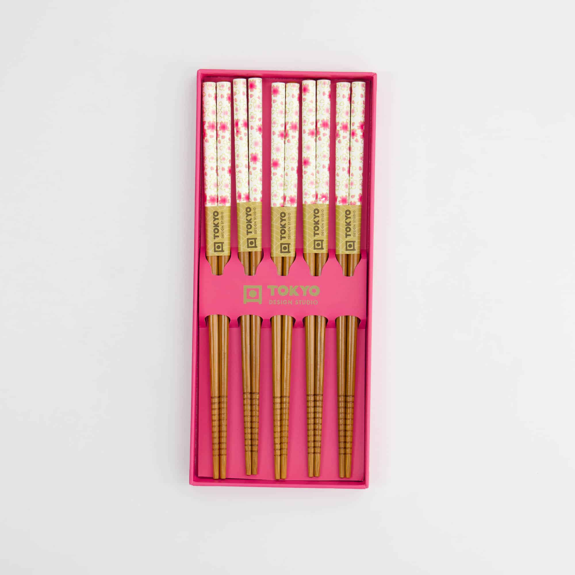 Tokyo Design Studio – Chopsticks Gift Set – Set of Five – Pink Blossom - Image 4
